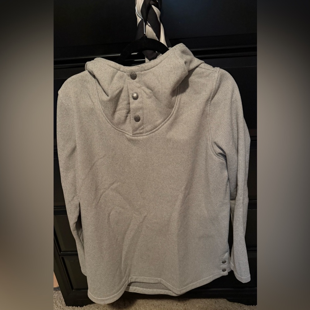 North Face Gray Hooded Sweatshirt with Button Details